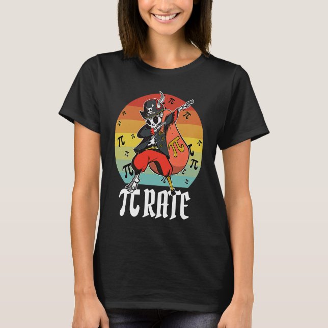 Camiseta Dabbing Skeleton Pirate Math Pi rate Pi Day 3 14 (Anverso)