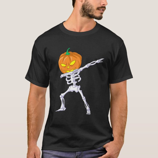 Camiseta Dabbing Skeleton Pumpkin (Anverso)