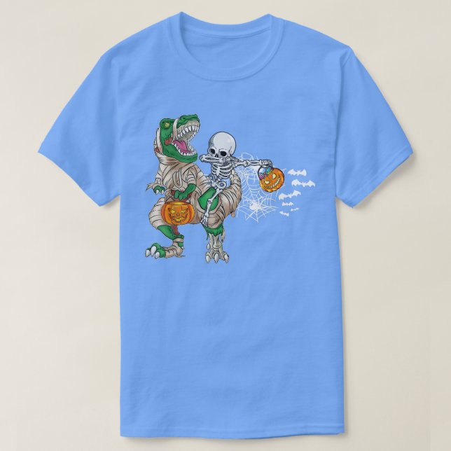 Camiseta Dabbing Skeleton Riding Mummy Dinosaur T re hallow (Diseño del anverso)