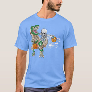 Camiseta Dabbing Skeleton Riding Mummy Dinosaur T re hallow