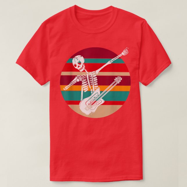 Camiseta Dabbing Skeleton Rock & Roll Música de Guitarra Ac (Diseño del anverso)
