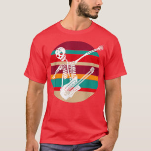 Camiseta Dabbing Skeleton Rock & Roll Música de Guitarra Ac