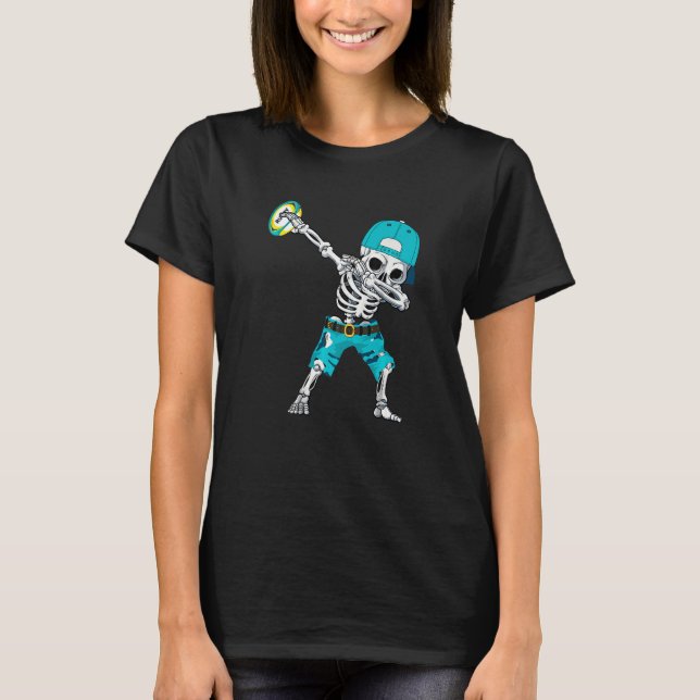 Camiseta Dabbing Skeleton Rugby Skull Halloween (Anverso)