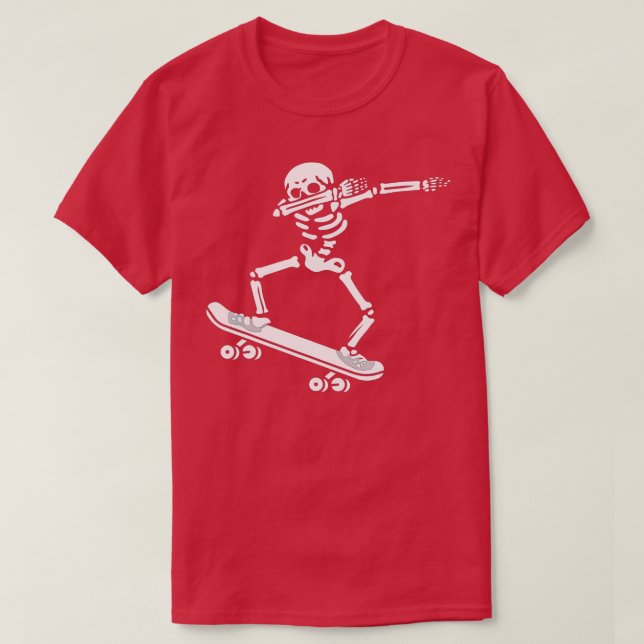 Camiseta Dabbing Skeleton Skateboard Costume Funny Hallowee (Diseño del anverso)