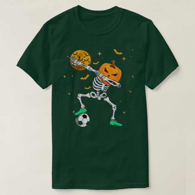 Camiseta Dabbing Skeleton Soccer Soccer Halloween Boys Gir (Diseño del anverso)
