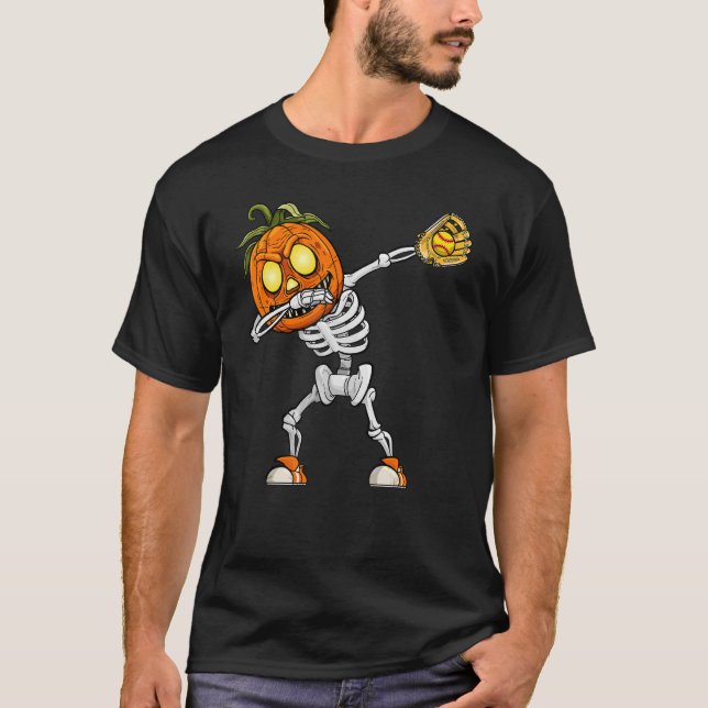 Camiseta Dabbing Skeleton Softball Player Catcher Pitcher H (Anverso)