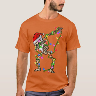 Camiseta Dabbing Skeleton Xmas Lights Funny Santa Skeleton