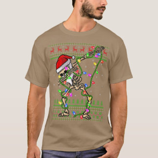 Camiseta Dabbing Skeleton Xmas Luces Feo Santa Skeleton C