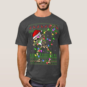 Camiseta Dabbing Skeleton Xmas Luces Feo Santa Skeleton C