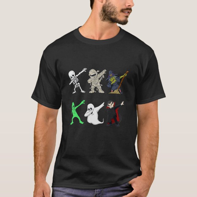 Camiseta Dabbing Skeleton Y Monsters Dracula Funny Dab Da (Anverso)