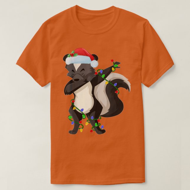 Camiseta Dabbing Skunk Xmas Luces Funny Santa Skunk Christ (Diseño del anverso)