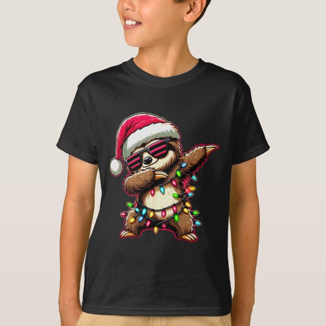 Camiseta Dabbing Sloth Xmas For Kids Boys Girl Sloth Lover  (Anverso)