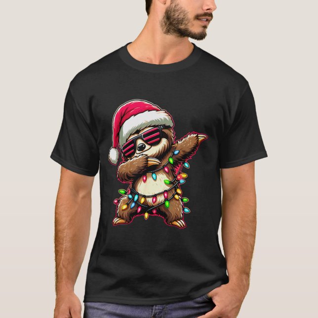 Camiseta Dabbing Sloth Xmas For Kids Boys Girl Sloth Lover  (Anverso)