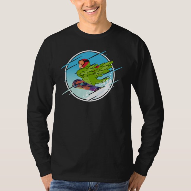 Camiseta Dabbing Snowboard Parrot I Cherry headed Conure (Anverso)