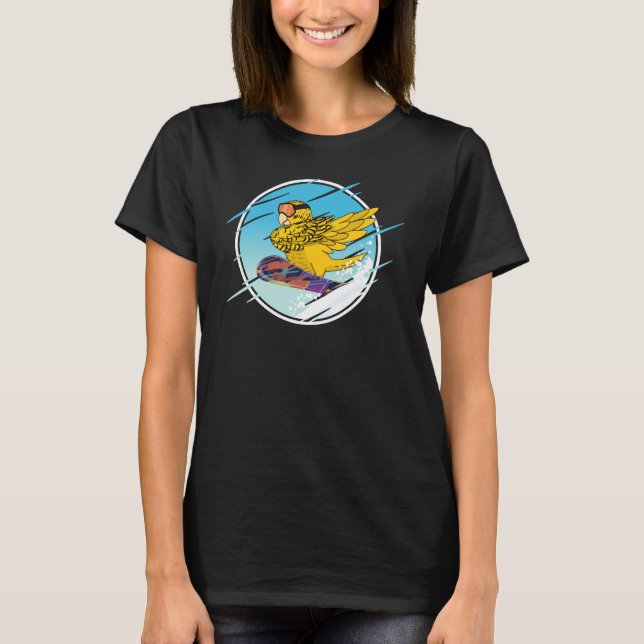 Camiseta Dabbing Snowboard Parrot I Yellow Lutino Budgie Bu (Anverso)