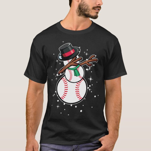 Camiseta Dabbing Snowman Baseball Funny Christmas baseball  (Anverso)