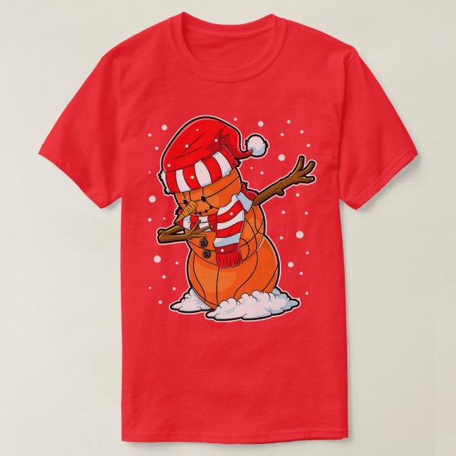 Camiseta Dabbing Snowman Basketball Ball Christmas Santa Bo (Diseño del anverso)
