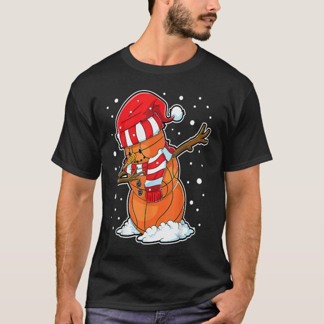 Camiseta Dabbing Snowman Basketball Ball Christmas Santa Bo (Anverso)