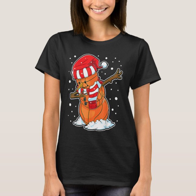 Camiseta Dabbing Snowman Basketball Ball Christmas Santa Bo (Anverso)