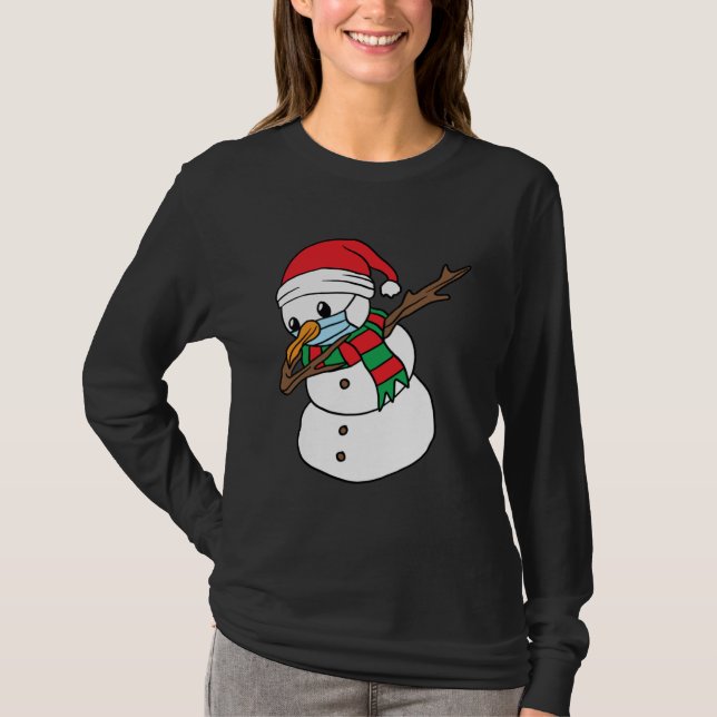 Camiseta Dabbing Snowman Mask Xmas Dab Christmas Santa (Anverso)