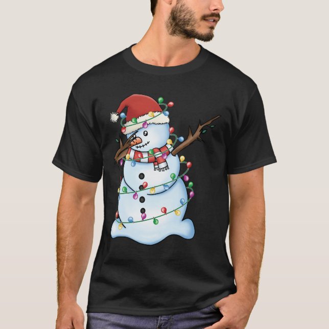 Camiseta Dabbing Snowman Santa Navidades Funny Gorra de Nav (Anverso)