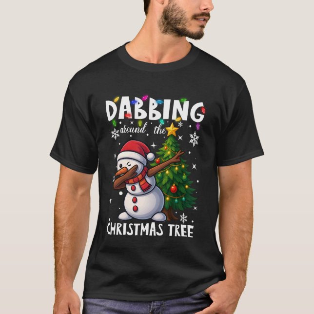 Camiseta Dabbing Snowman Santa Squad Christmas Tree Boys Me (Anverso)