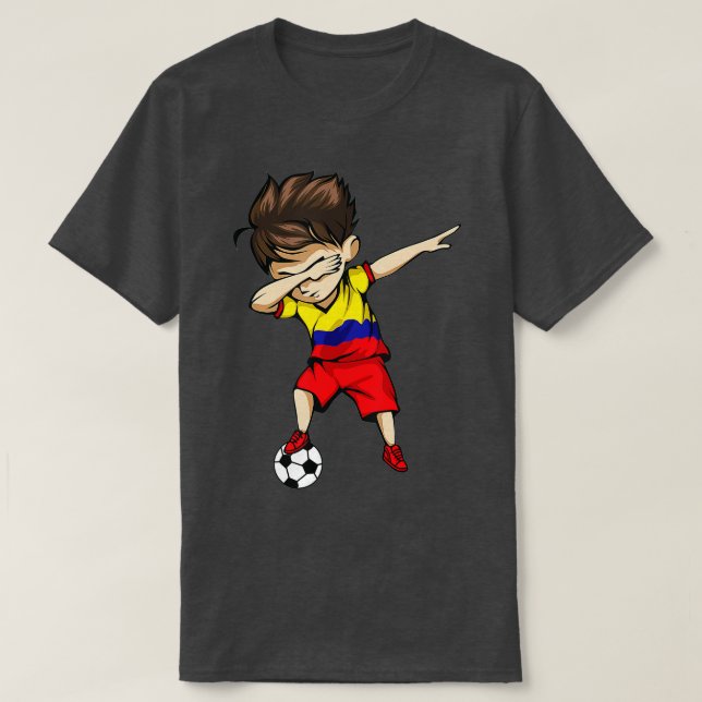 Camiseta Dabbing Soccer Boy Colombia Pies Colombianos (Diseño del anverso)