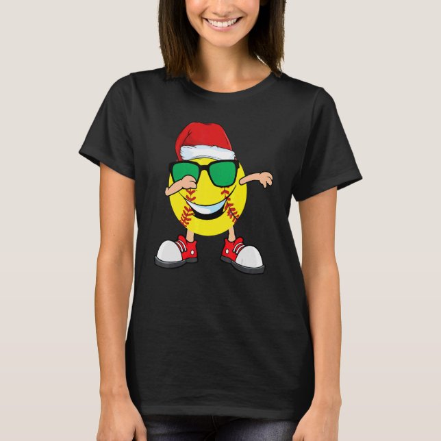 Camiseta Dabbing Sofball Ball Santa Hat Gafas de sol Chris (Anverso)