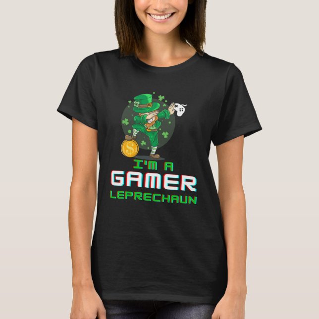 Camiseta Dabbing St Paddy's Day Video Gaming Leprechaun Gre (Anverso)