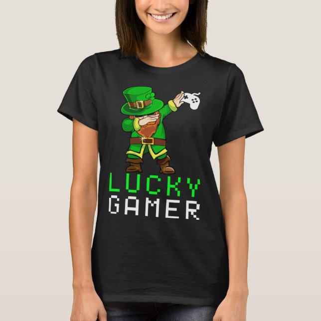Camiseta Dabbing St Paddy's Day Video Gaming Leprechaun Gre (Anverso)