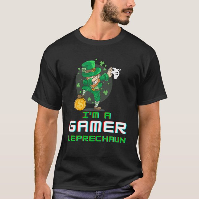 Camiseta Dabbing St Paddy's Day Video Gaming Leprechaun Gre (Anverso)