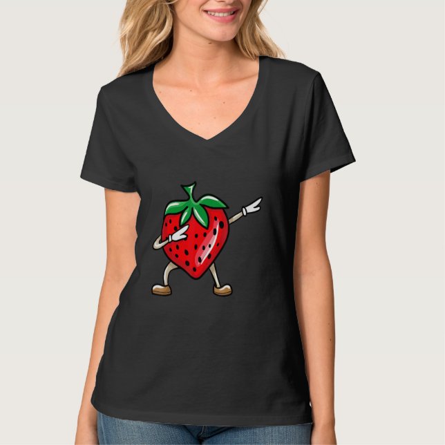 Camiseta Dabbing Strawberry Fruit Love (Anverso)