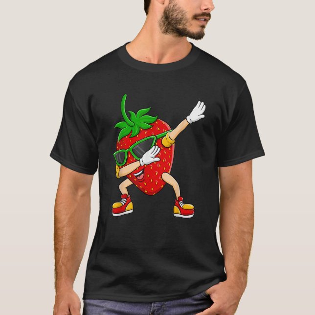 Camiseta Dabbing Strawberry Wearing Glass Summer Berry para (Anverso)