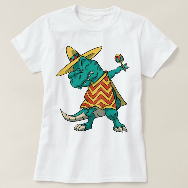 Camiseta Dabbing T-rex Dinosaur Cinco De Mayo Fiesta 2024 (Diseño del anverso)