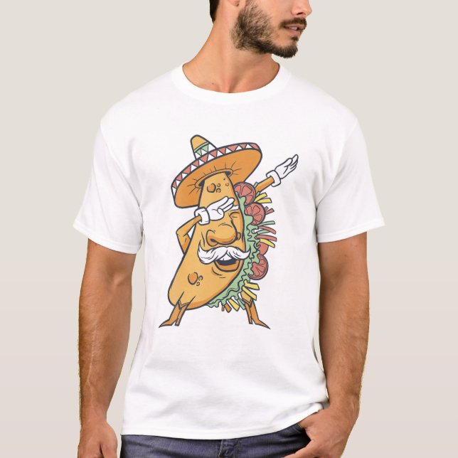 Camiseta Dabbing Taco Cinco De Mayo Arcoiris Comida Mexican (Anverso)