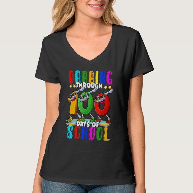 Camiseta Dabbing Through 100 Days of School 100th Day Schoo (Anverso)