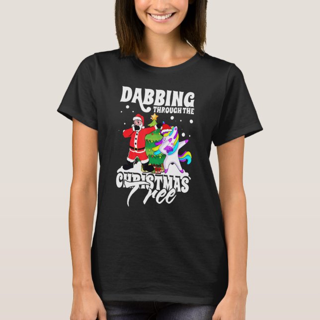 Camiseta Dabbing Through the Christmas Tree Santa Claus Uni (Anverso)