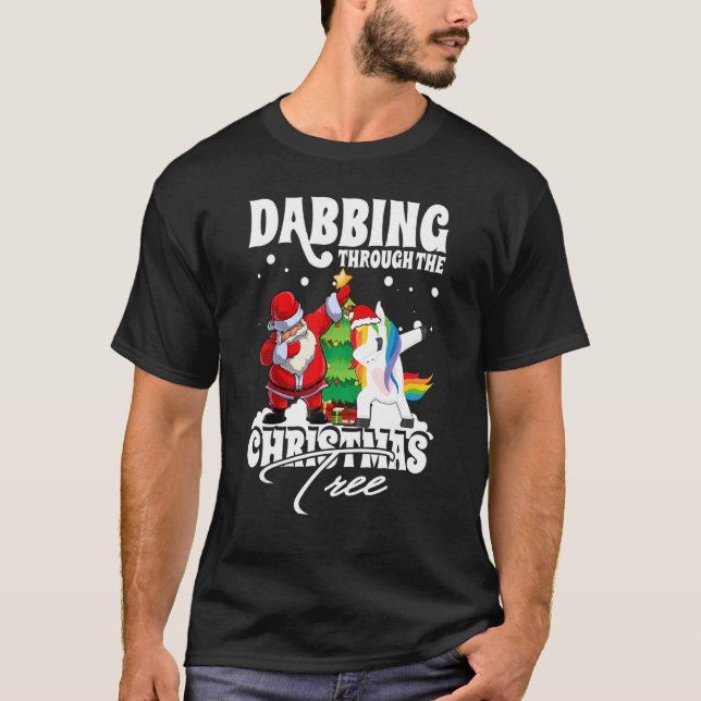 Camiseta Dabbing Through the Christmas Tree Santa Claus Uni (Anverso)
