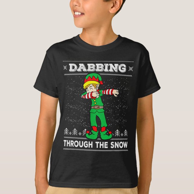 Camiseta Dabbing Through The Snow Elf Dab Ugly Christmas Sw (Anverso)