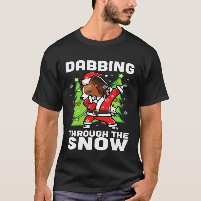 Camiseta Dabbing Through the Snow Papillon Funny Dog Christ (Anverso)