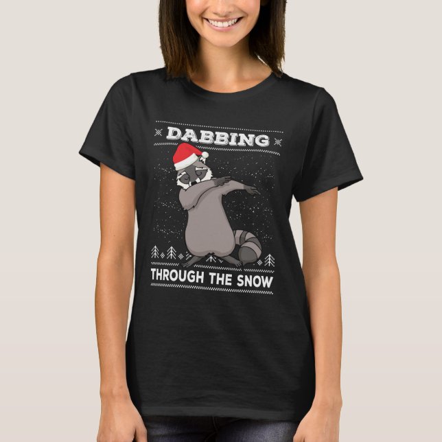 Camiseta Dabbing Through the Snow Raccoon Dab Ugly Christma (Anverso)