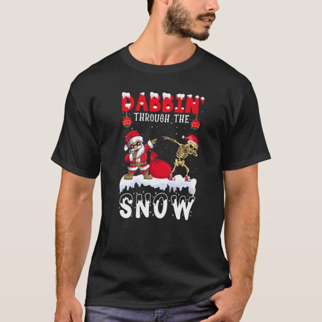 Camiseta Dabbing Through the Snow Shirt Dab Santa Xmas Ske (Anverso)