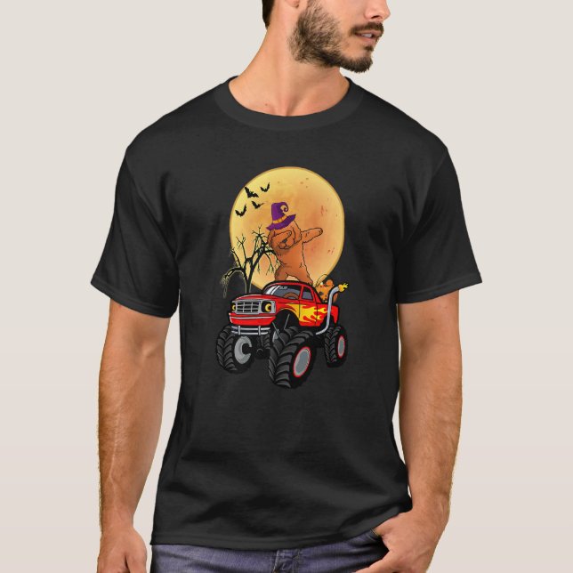 Camiseta Dabbing Toy Poodle Dog Witch Monster Truck Hallow (Anverso)