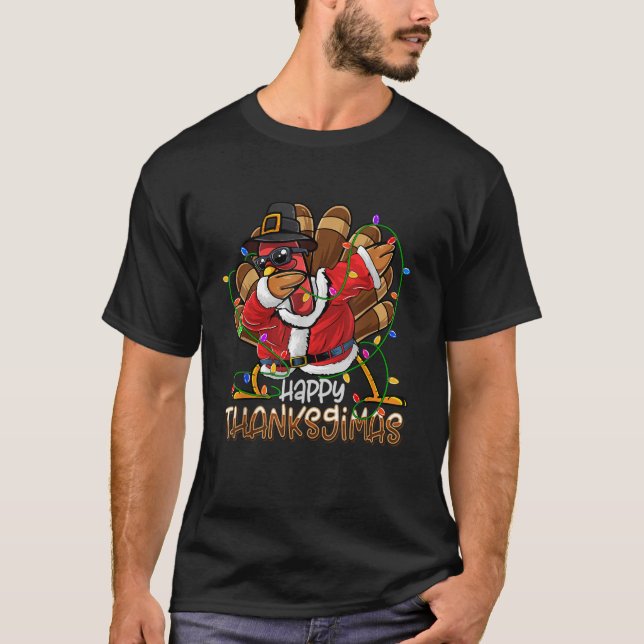 Camiseta Dabbing Turkey enciende Thanksgimas Día de Acción  (Anverso)