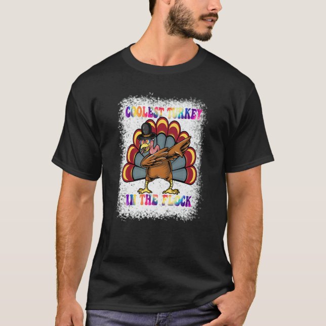Camiseta Dabbing turkey Groovy Coolest Turkey In The Flock  (Anverso)