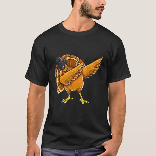Camiseta Dabbing Turkey Thanksgiving Boys Kids Men Turkey D (Anverso)