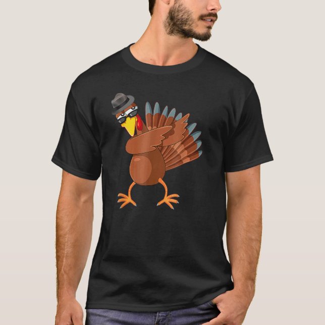 Camiseta Dabbing Turkey Thanksgiving Boys Kids Men Turkey D (Anverso)