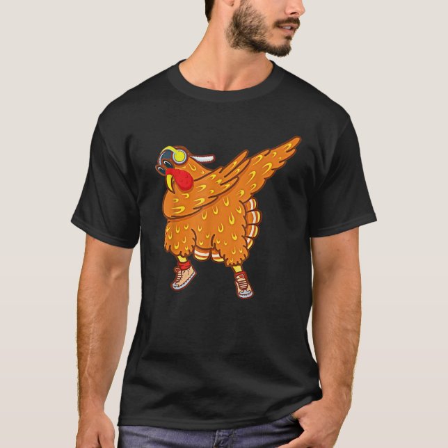 Camiseta Dabbing Turkey Thanksgiving Day Pilgrim Boys Girls (Anverso)