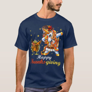 Camiseta Dabbing Turkey Unicornio Costuma de peregrino Feli