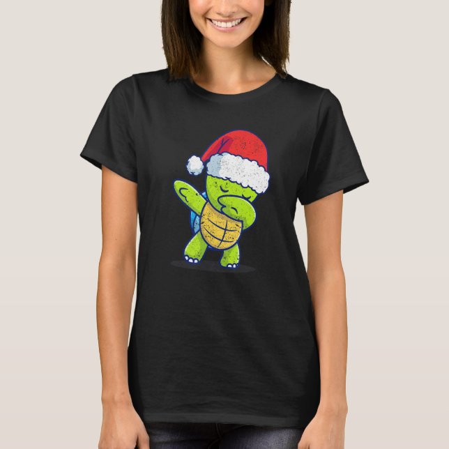 Camiseta Dabbing Turtle Santa Claus Gorra Navidades Zoo Ani (Anverso)